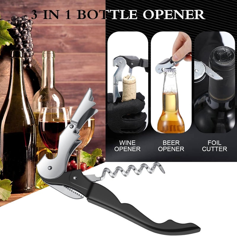 Raiten Waiter Corkscrew Wine Openers Heavy Duty Hinges Wine Key Bottle Opener All in One Double Hinged Waiter's Corkscrew with Foil Cutter Wine Tools for Bartenders Servers Sommelier (Black, 100 Pack) - Image 5